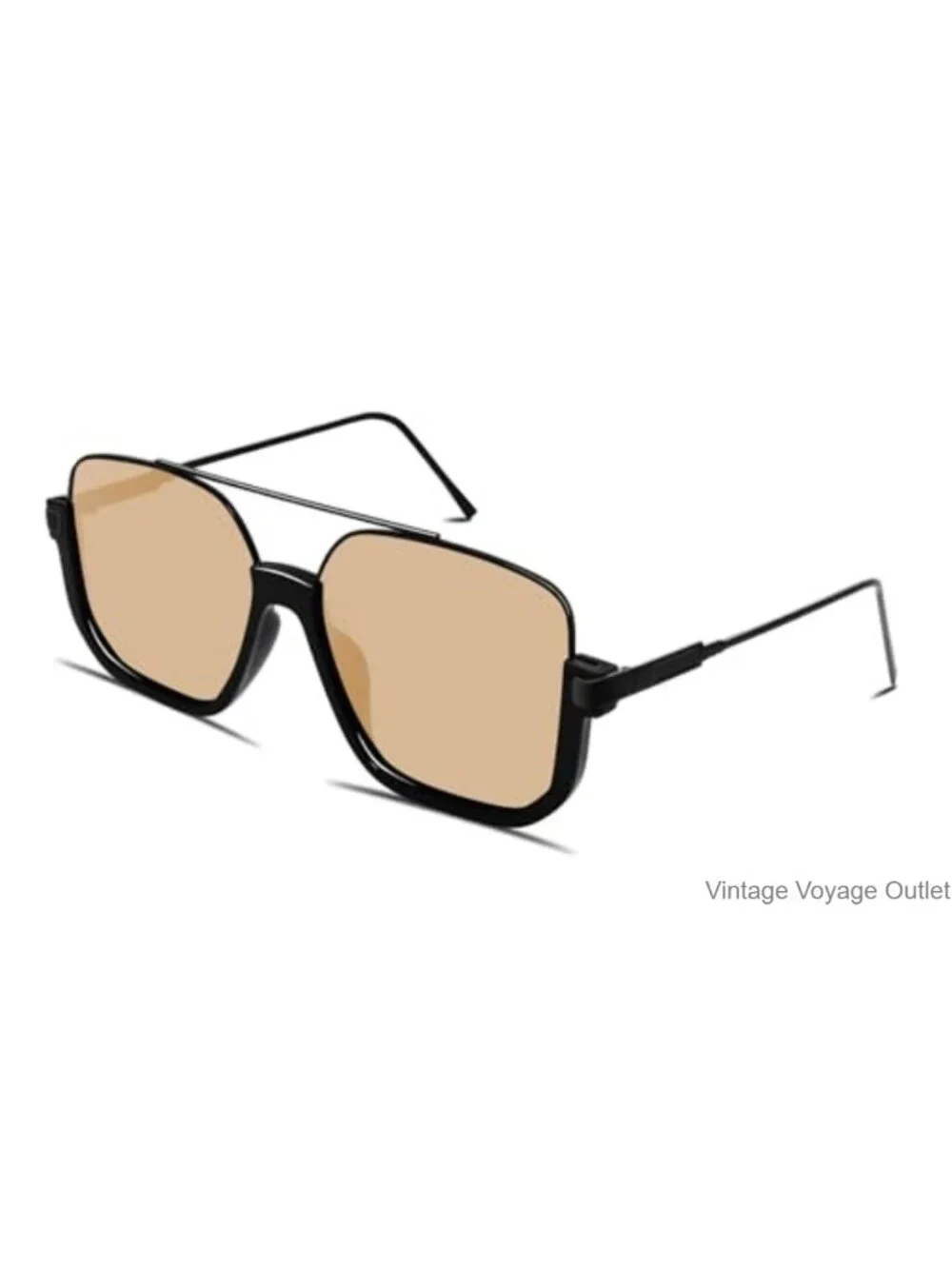 Oversized Square Aviator Sunglasses Retro UV400 Metal Frame